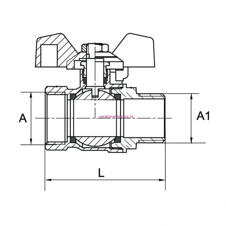 Kulový kohout 3/4"Diamond modrý motýlek