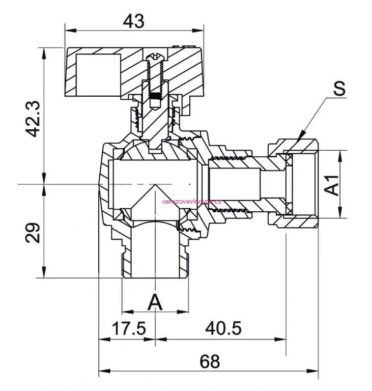 Rohový kulový kohout 3/4" s půlšroubením